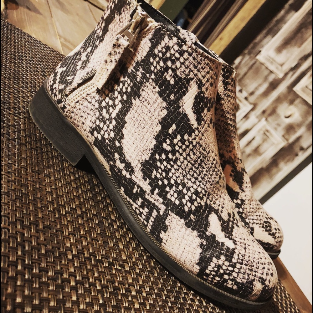 Snake print booties